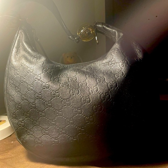 💯%Authentic Full inclu. Black Guccisima Hobo GoldSilver GG - Picture 3 of 16